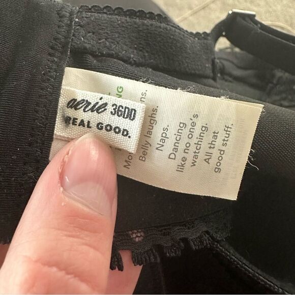 Aerie Black Real Power Wireless Push Up Joy Convertible Lace Bra Size 36DD Sexy - Picture 8 of 16